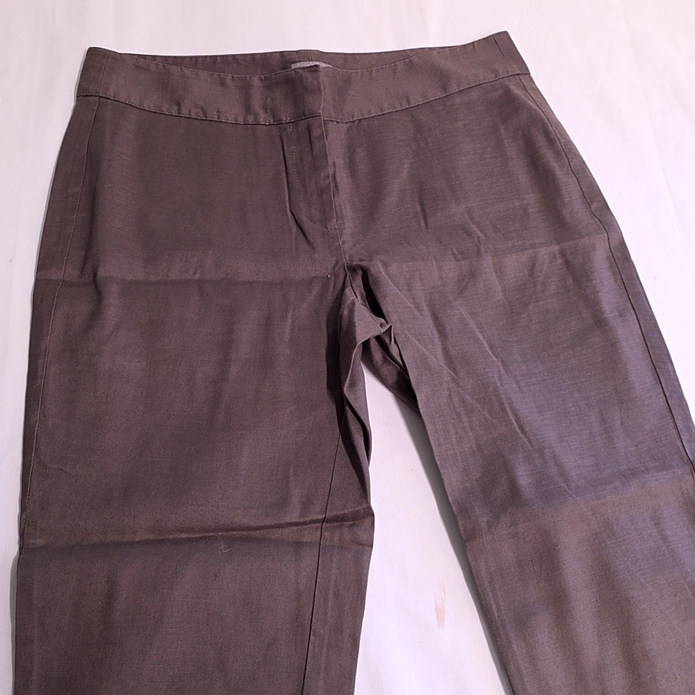J.Jill Trousers Women 6 Brown Linen Blend Pants Cropped Straight Leg Mid Rise